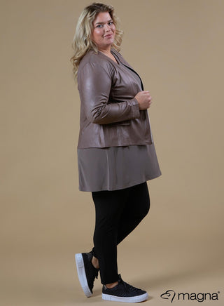 Margot Faux Leather Jacket Taupe