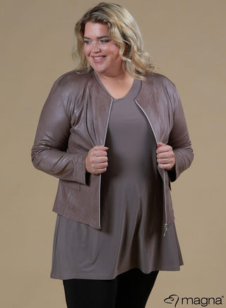 Margot Faux Leather Jacket Taupe