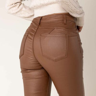 Nina Carter Olga Leather Look Pants Tan