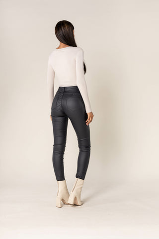 Nina Carter Olga Leather Look Pants Black