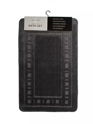 Armoni Bath and Pedestal Mat Set | Black