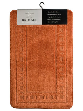 Armoni Bath and Pedestal Mat Set | Terracotta