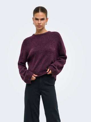 Simoni Long Sleeve Round Neck Pullover  | Mauve Wine