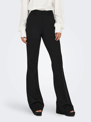 Peach Mid Waist Flared Trouser | Black