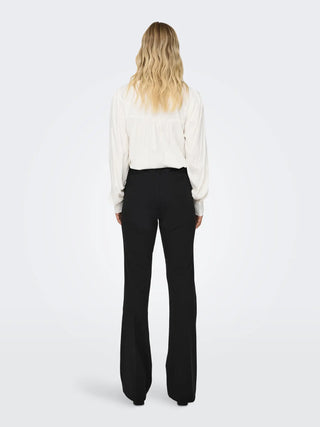 Peach Mid Waist Flared Trouser | Black