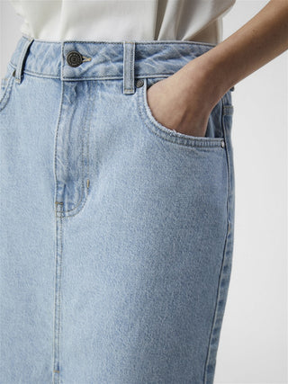 Elle Mid Waist Denim Skirt | Light Blue