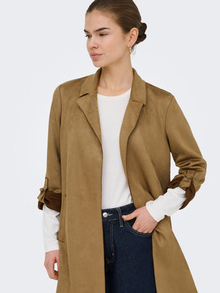 Joline Faux Suede Coat | Cognac