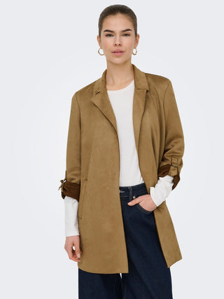 Joline Faux Suede Coat | Cognac