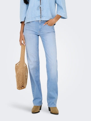 Blush Mid Waist Straight Jean | Light Blue Denim