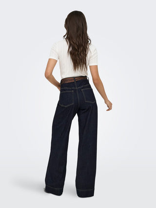 Maddison Blush High Waist Wide Jean | Dark Blue Denim
