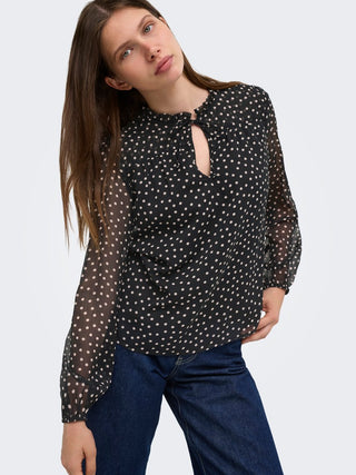 Ditsy Long Sleeve Blouse | Black Dots