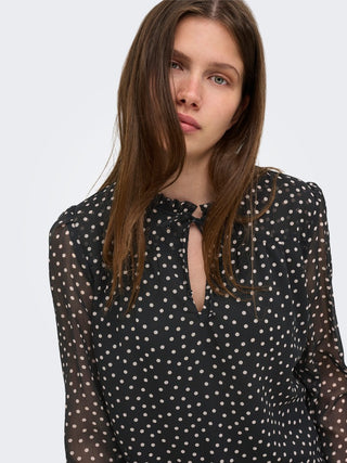 Ditsy Long Sleeve Blouse | Black Dots