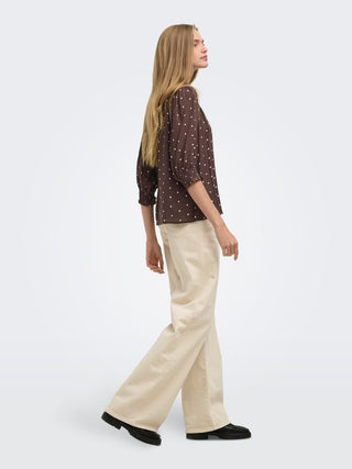 Raya 3/4 Shirt | Deep Mahogany Dots