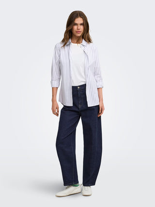 Jessica High Waist Barrel Ankle Jean |  Dark Blue Denim