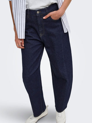 Jessica High Waist Barrel Ankle Jean |  Dark Blue Denim