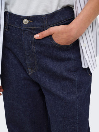 Jessica High Waist Barrel Ankle Jean |  Dark Blue Denim