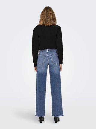 Madison Blush High Waist Wide Jean | Medium Blue Denim