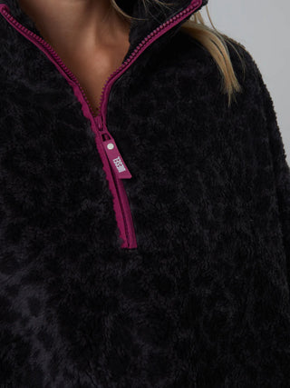 Penny Fleece Half Zip Leopard Print