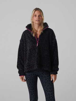 Penny Fleece Half Zip Leopard Print