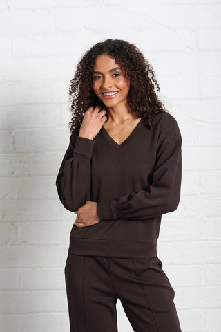 Elara V Neck Sweater  | Chocolate Brown
