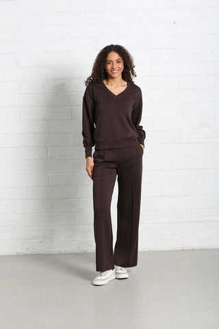 Elara V Neck Sweater  | Chocolate Brown
