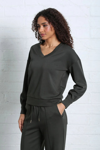 Elara V Neck Sweater  | Khaki