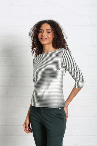 Paloma Stripe Tee  | Forest