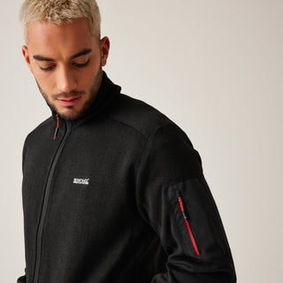 Men's Newhill Full Zip Fleece Black Red Ochre