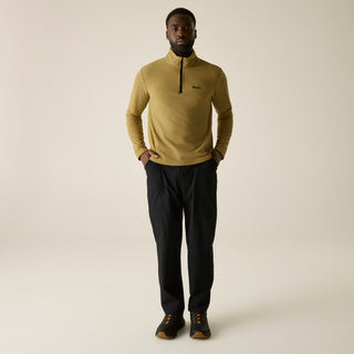 Thompson Marl Half Zip Fleece | Wood Brown
