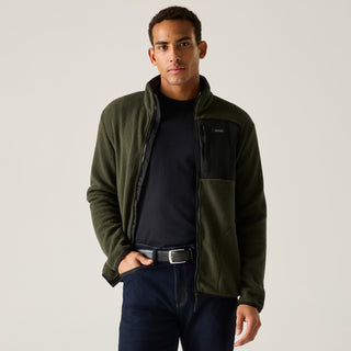 Frankie Borg Full Zip Fleece | Dark Khaki Black