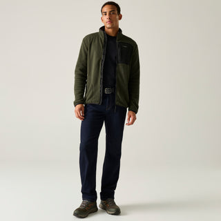Frankie Borg Full Zip Fleece | Dark Khaki Black