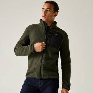 Frankie Borg Full Zip Fleece | Dark Khaki Black