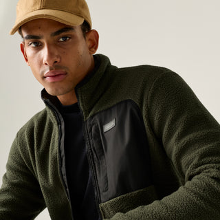 Frankie Borg Full Zip Fleece | Dark Khaki Black