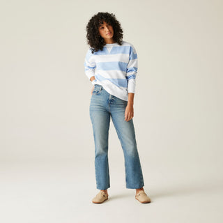 Women's Avika II Crew Neck Jumper | Chambray Blue White Stripe