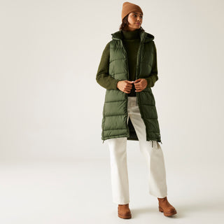 Women's Ganella Quilted Longline Gilet | Dark Khaki