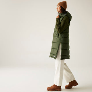 Women's Ganella Quilted Longline Gilet | Dark Khaki