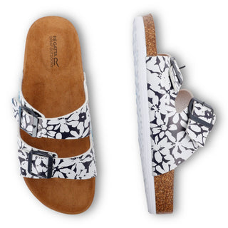 Women's Mia Double Strap Sandals | Navy White Large Floral
