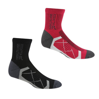 Women's 2 Pair Outdoor Active Socks | Black Cherry Pink