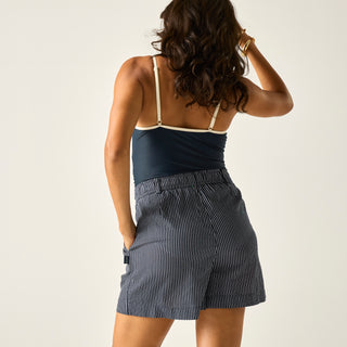 Women's Sabelle Shorts | Navy White Vertical Wavy Stripe
