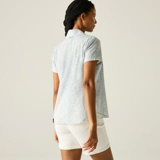 Women's Anti-insect Travel Light Short Sleeve Shirt | Barely White Falling Petals Print