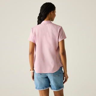 Women's Anti-insect Travel Light Short Sleeve Shirt | Powdered Lilac Solid