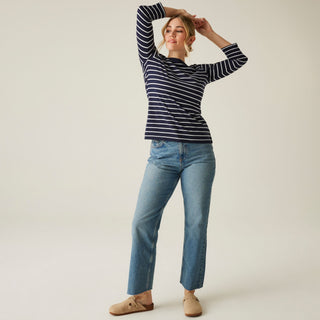 Women's Bayletta II 3/4 Sleeve Top | Navy White Stripe