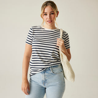 Women's Bayletta II Short Sleeve Top |  White Navy Stripe