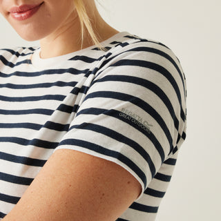 Women's Bayletta II Short Sleeve Top |  White Navy Stripe