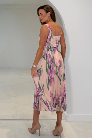 Lola Floral Print Midi Dress | Pink
