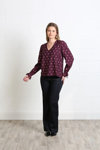 Sophia Top | Burgundy Dot