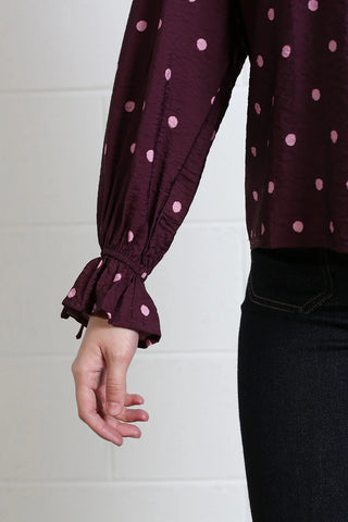 Sophia Top | Burgundy Dot