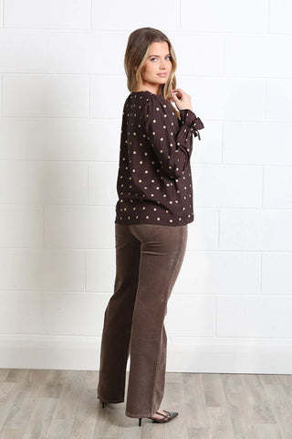 Sophia Top | Chocolate Dot
