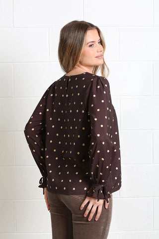Sophia Top | Chocolate Dot
