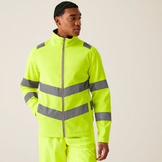 Men's Hi-Vis Pro Contract Ablaze 2 Layer Softshell Jacket | Yellow